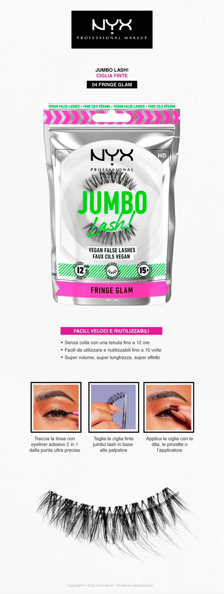 NYX Professional Makeup Jumbo Lash! Ciglia Finte Riutilizzabili 04 Fringe Glam