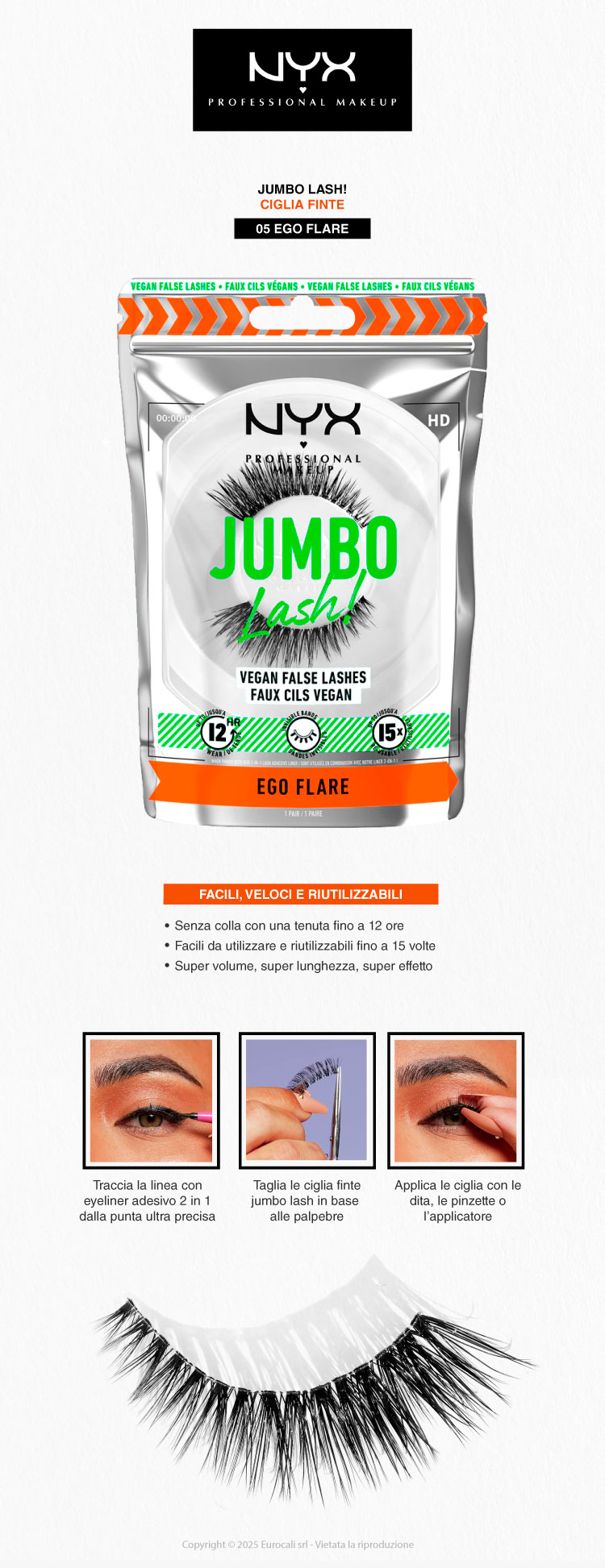 NYX Professional Makeup Jumbo Lash! Ciglia Finte Riutilizzabili 05 Ego Flare