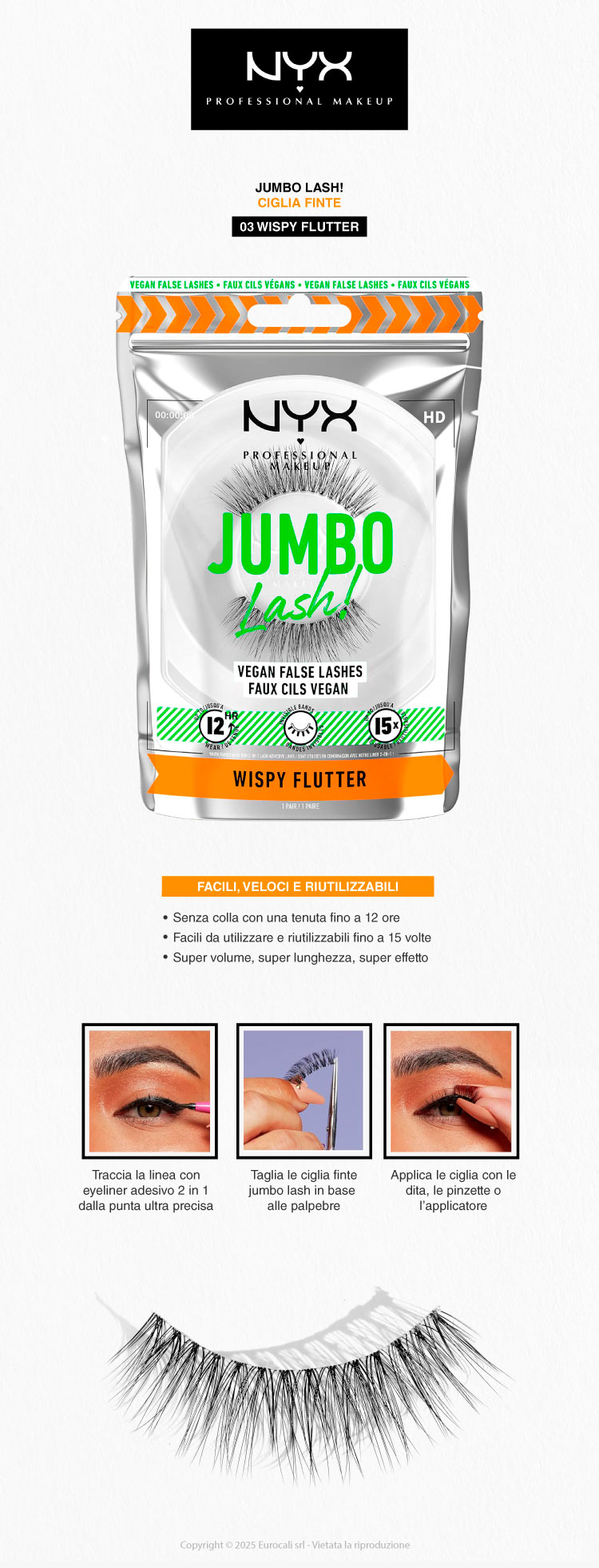 NYX Professional Makeup Jumbo Lash! Ciglia Finte Riutilizzabili 03 Wispy Flutter