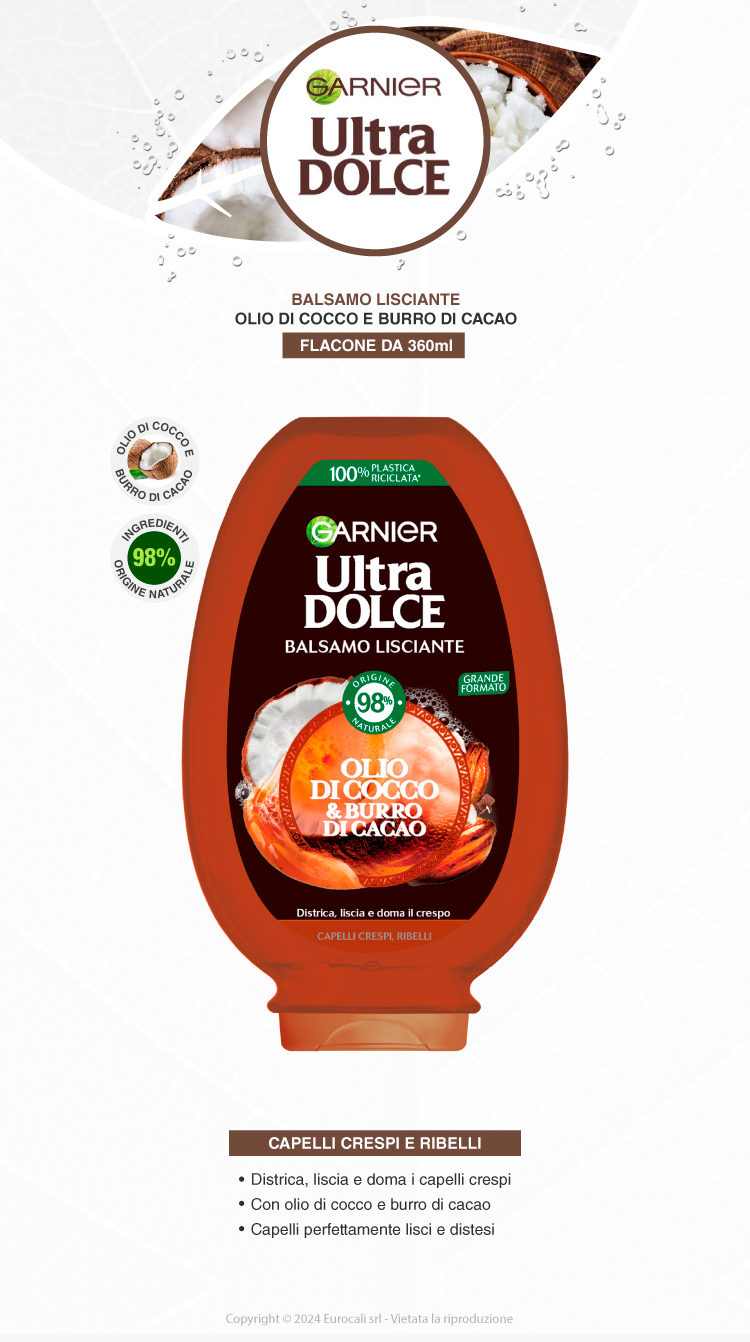 Garnier Ultra Dolce Balsamo Lisciante Olio di Cocco e Burro di Cacao 360ml