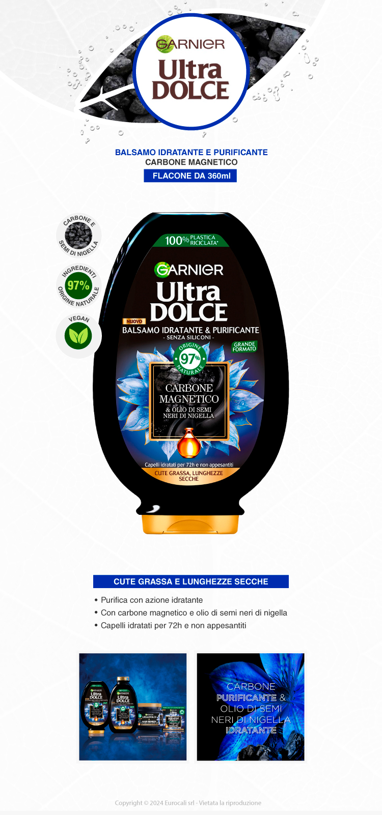 Garnier Ultra Dolce Balsamo Idratante Purificante Carbone Magnetico 360ml