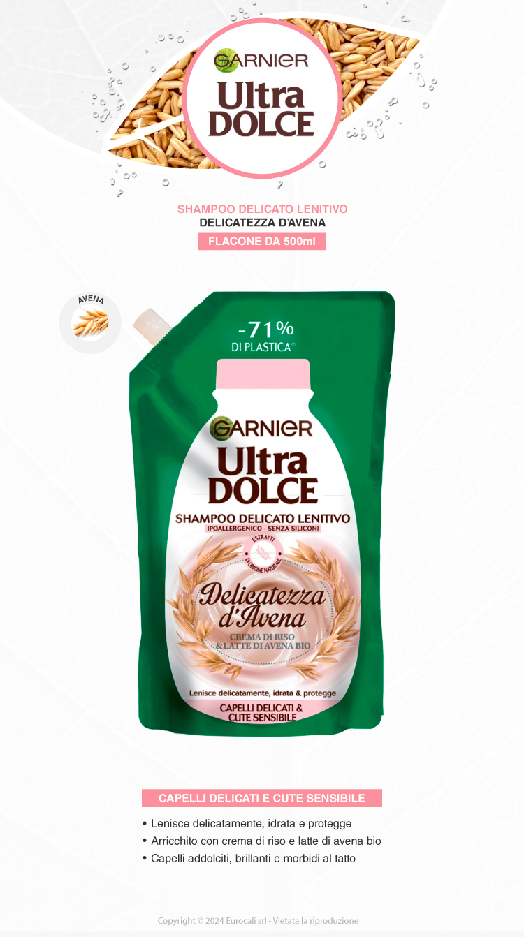 Garnier Ultra Dolce Shampoo Delicato Lenitivo Delicatezza d'Avena 500ml