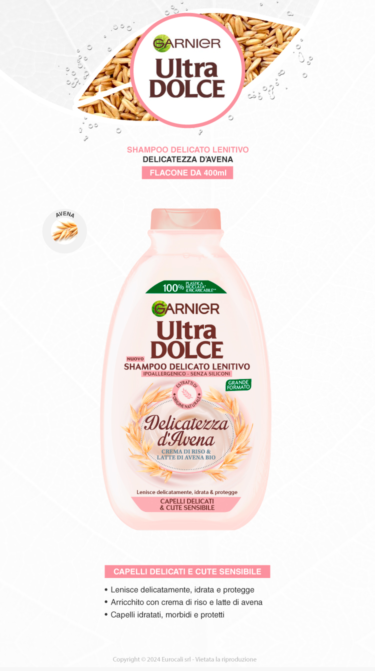 Garnier Ultra Dolce Shampoo Delicato Lenitivo Delicatezza d'Avena 400ml