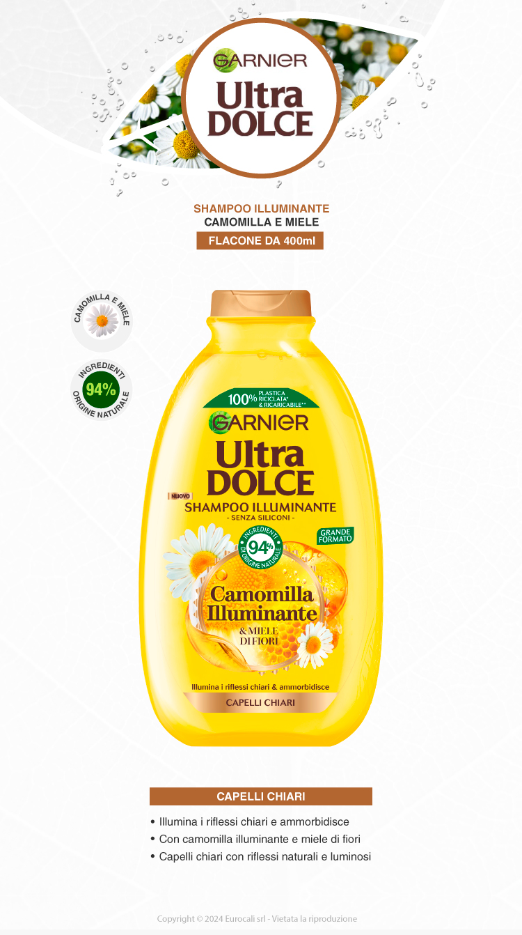 Garnier Ultra Dolce Shampoo Illuminante Camomilla Miele 400ml