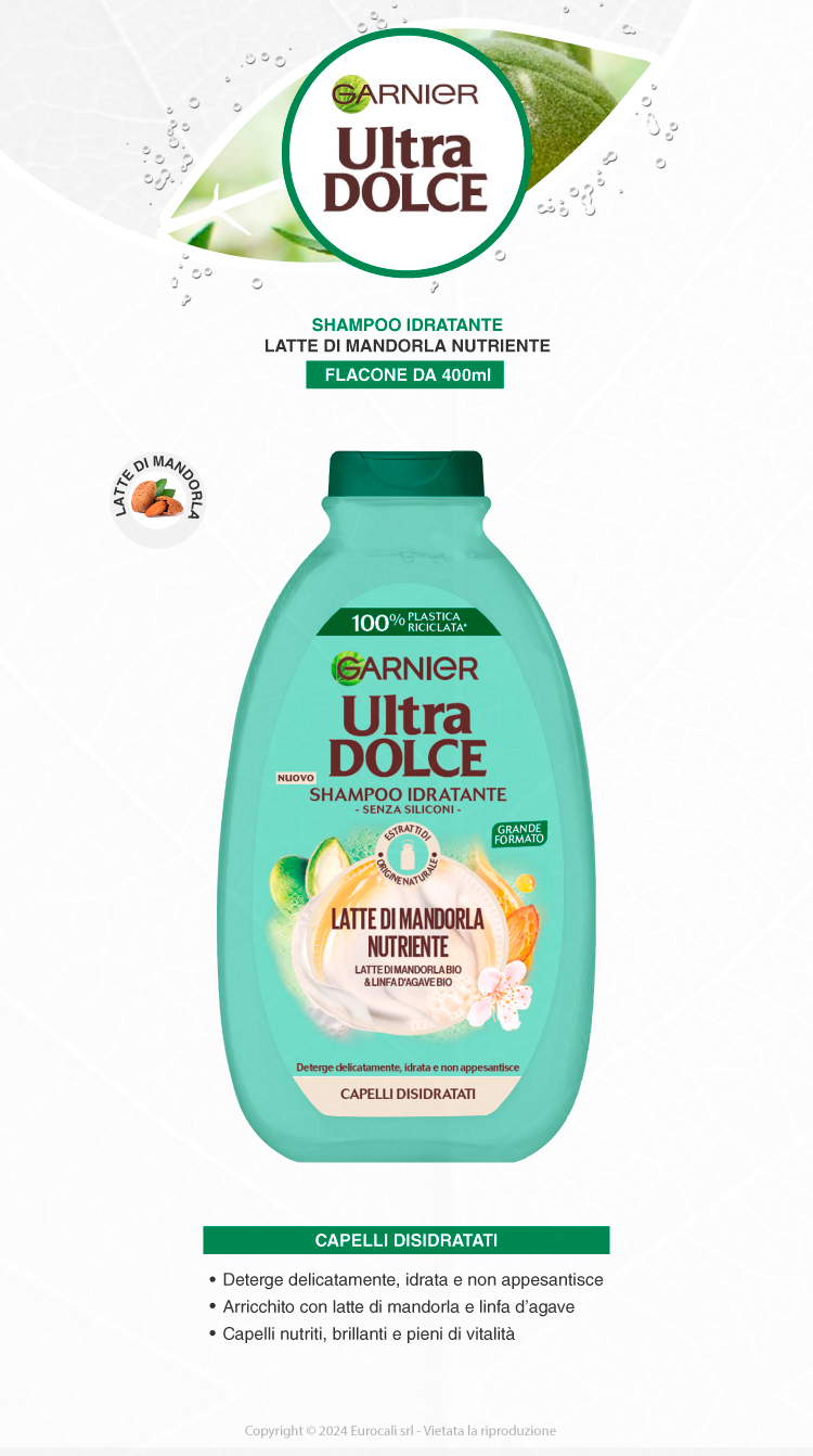 Garnier Ultra Dolce Shampoo Idratante Latte di Mandorla 400ml