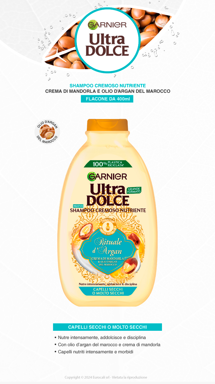 Garnier Ultra Dolce Shampoo Cremoso Nutriente Rituale d'Argan 400ml