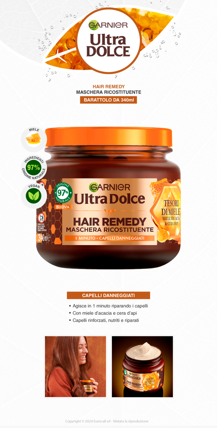 Garnier Ultra Dolce Hair Remedy Maschera Ricostituente Tesori di Miele 340ml