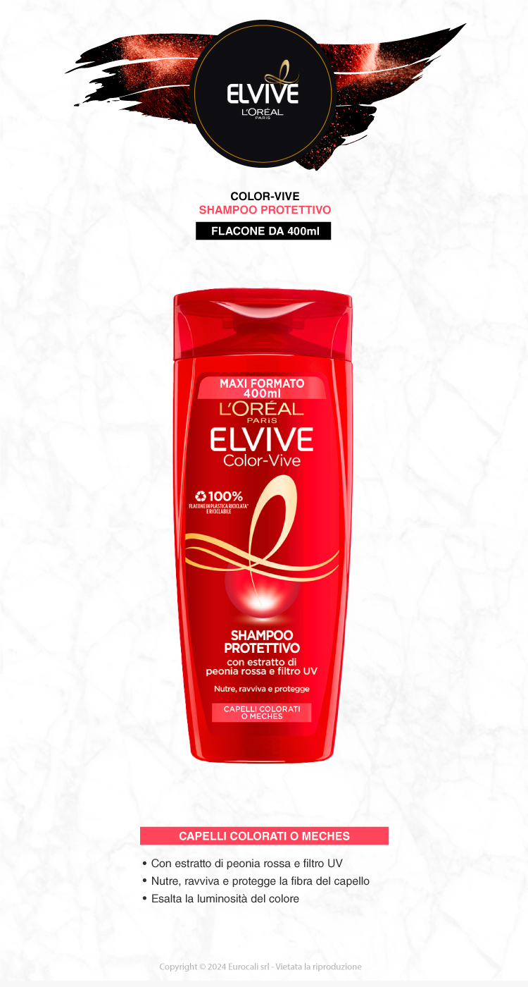 L'Oréal Paris Elvive Color-Vive Shampoo Protettivo per Capelli Colorati o Meches 400ml