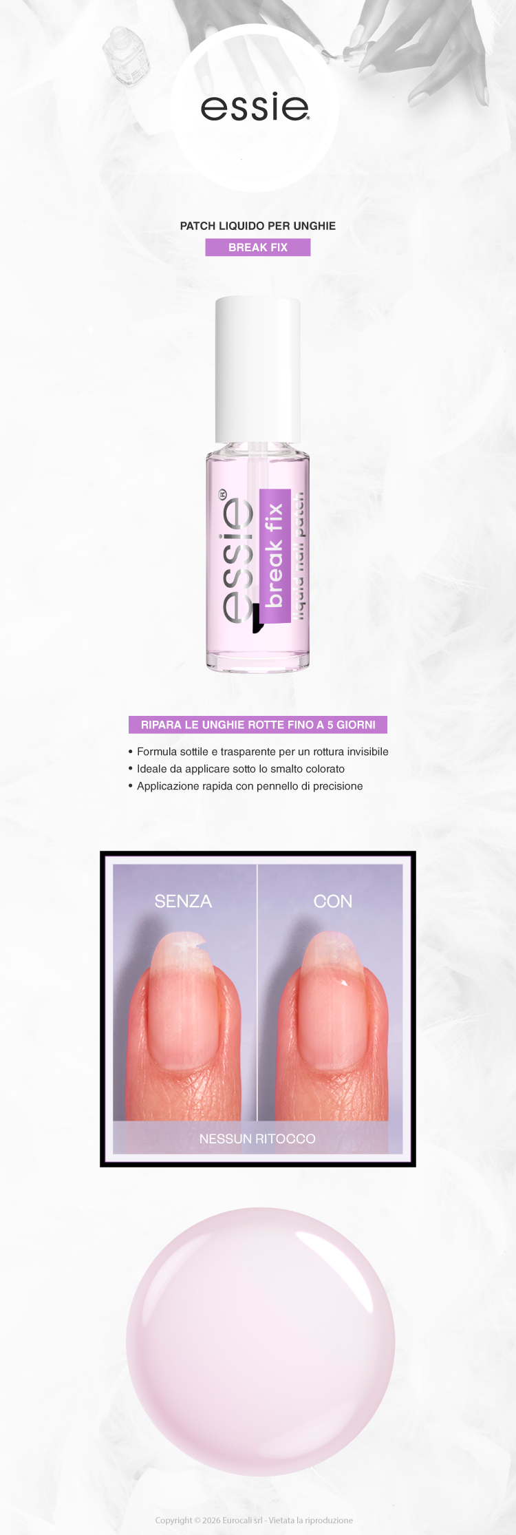 Essie Break Fix Patch Liquido Smalto Trasparente Riparatore per Unghie Rotte e Spezzate