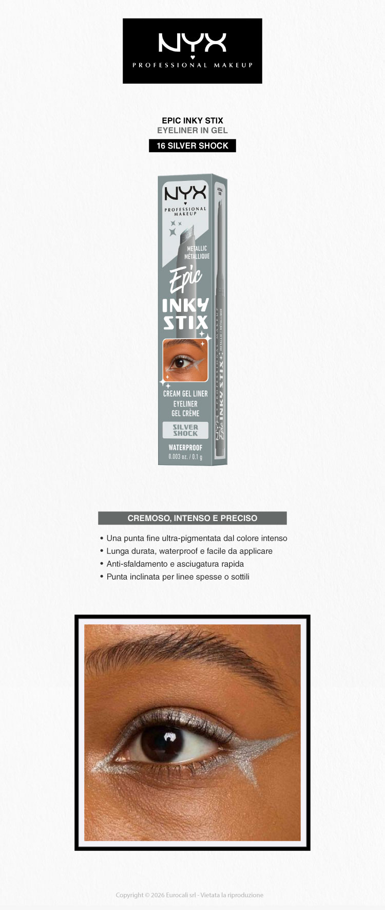 NYX Professional Makeup Epic Inky Stix Eyeliner 16 Silver Shock