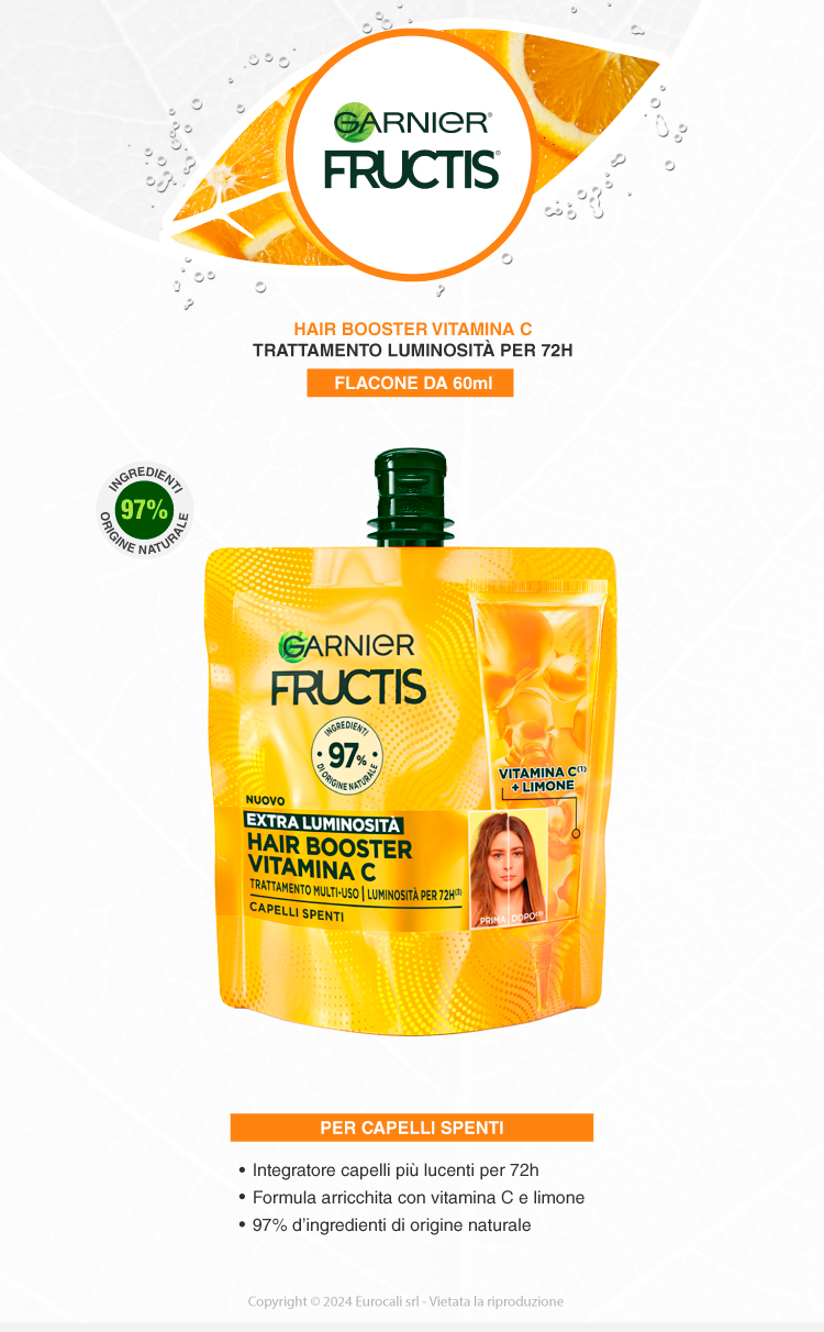 Garnier Fructis Hair Booster Extra Luminosità Trattamento Capelli 60ml