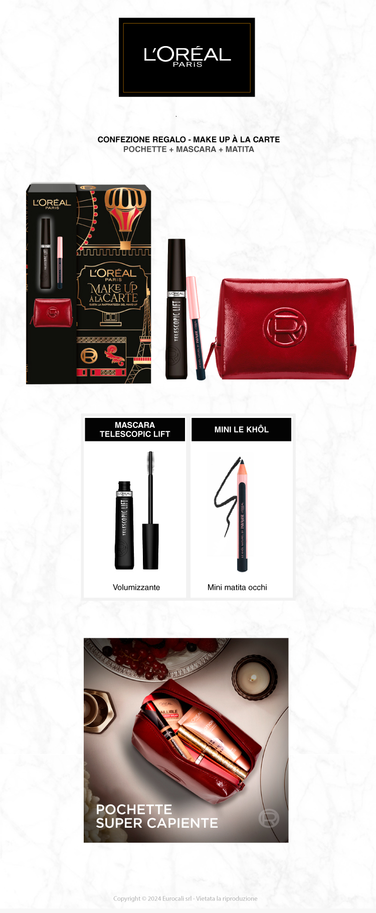 L'Oréal Paris Make Up À La Carte Confezione Regalo Mascara Telescopic + Matita Occhi + Pochette