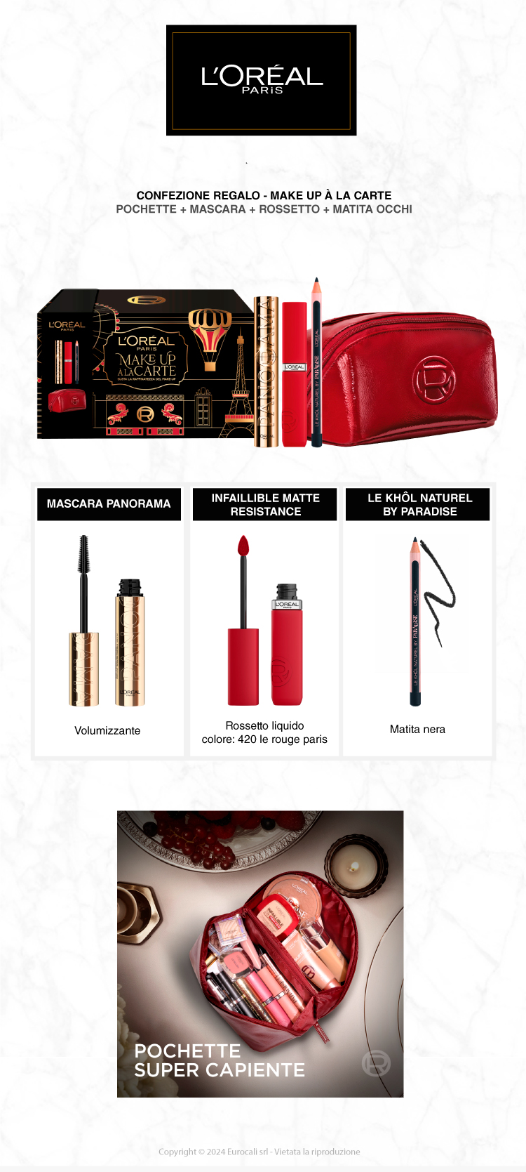 L'Oreal Paris Make Up à La Carte Confezione Regalo Mascara Rossetto Matita Occhi Pochette