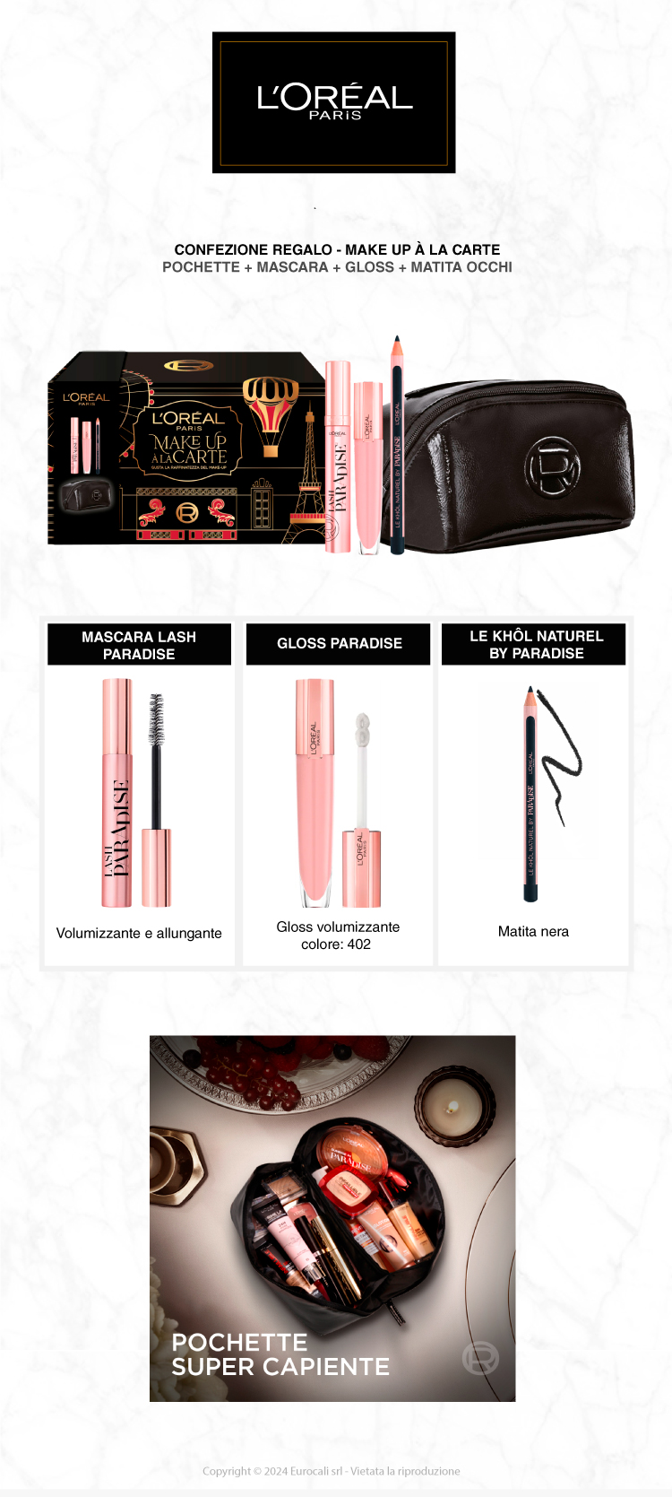 L'Oreal Paris Make Up à La Carte Confezione Regalo Mascara Gloss Matita Occhi Pochette