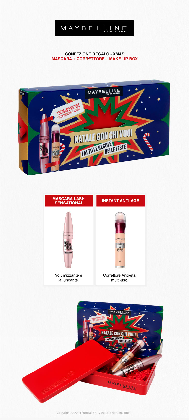 Maybelline New york Confezione Regalo Natale Mascara Correttore