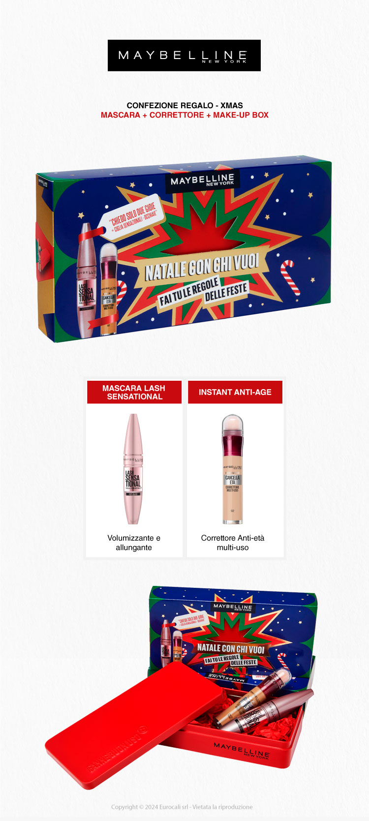 Maybelline New york Confezione Regalo Natale Mascara Correttore