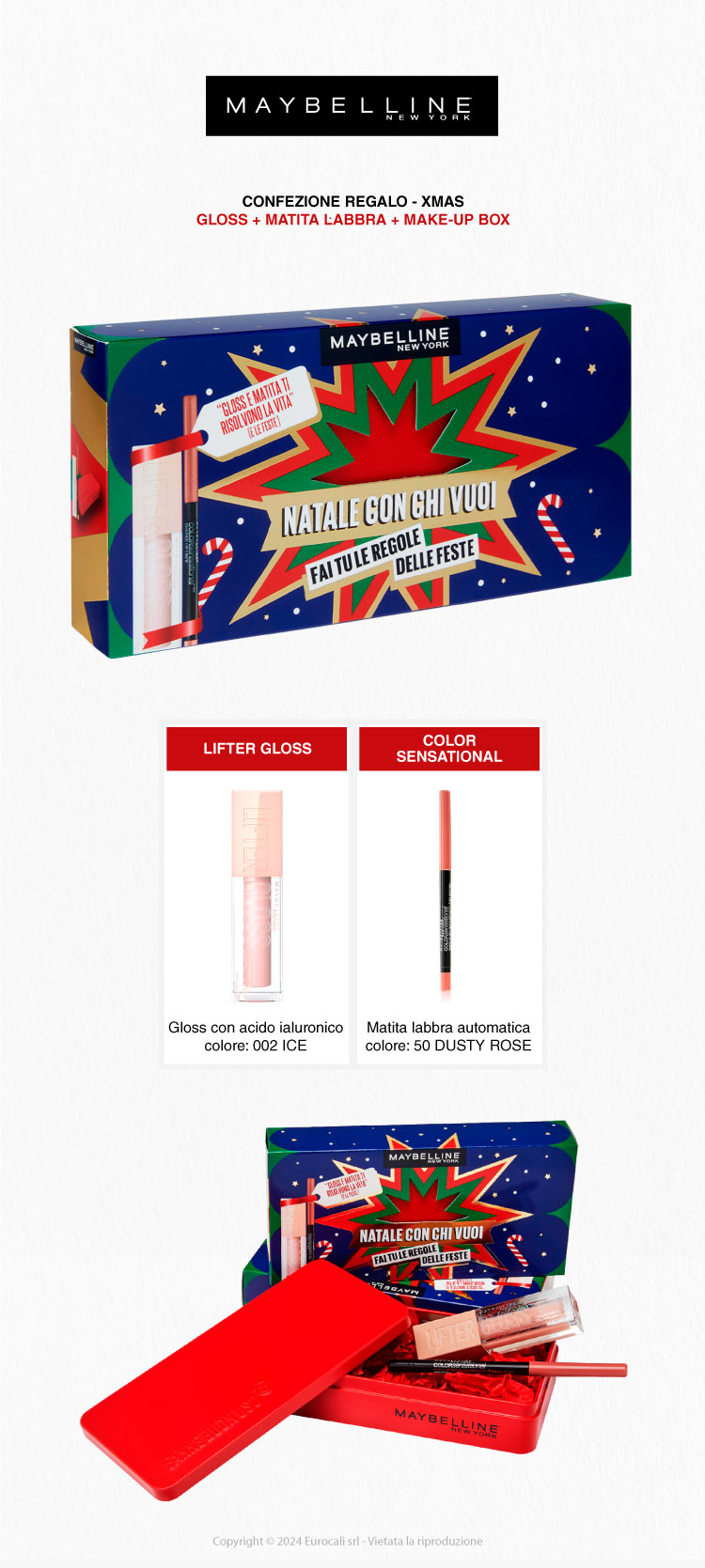 Maybelline New york Confezione Regalo Natale Lucidalabbra Matita Labbra