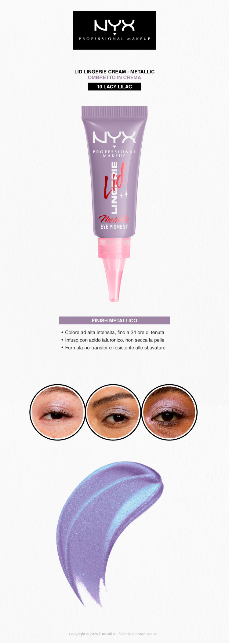 NYX Professional MakeupLid Lingerie Ombretto Cremoso Super Pigmentato