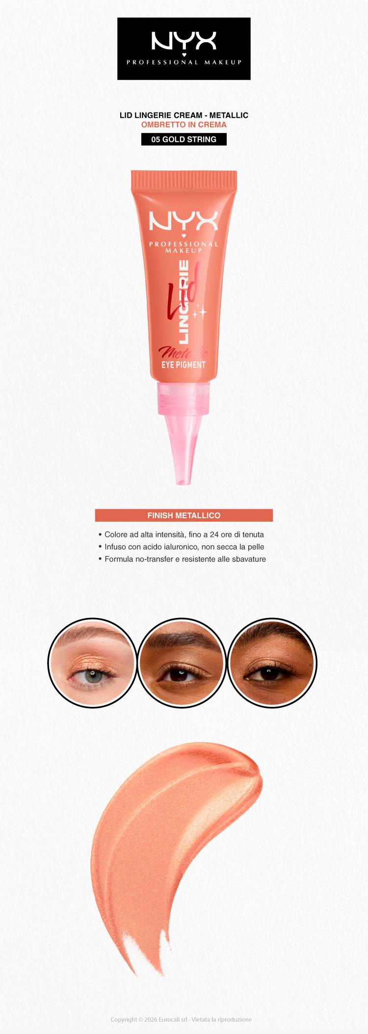 NYX Professional Makeup Lid Lingerie Ombretto Cremoso Super Pigmentato