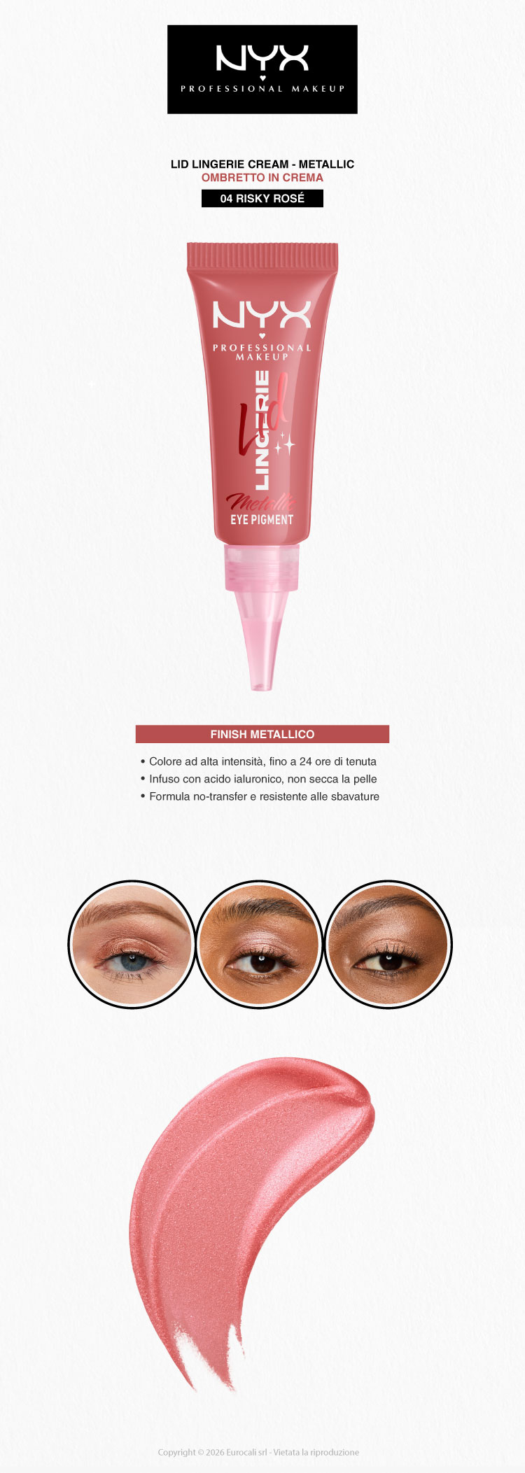 NYX Professional Makeup Lid Lingerie Ombretto Cremoso Super Pigmentato