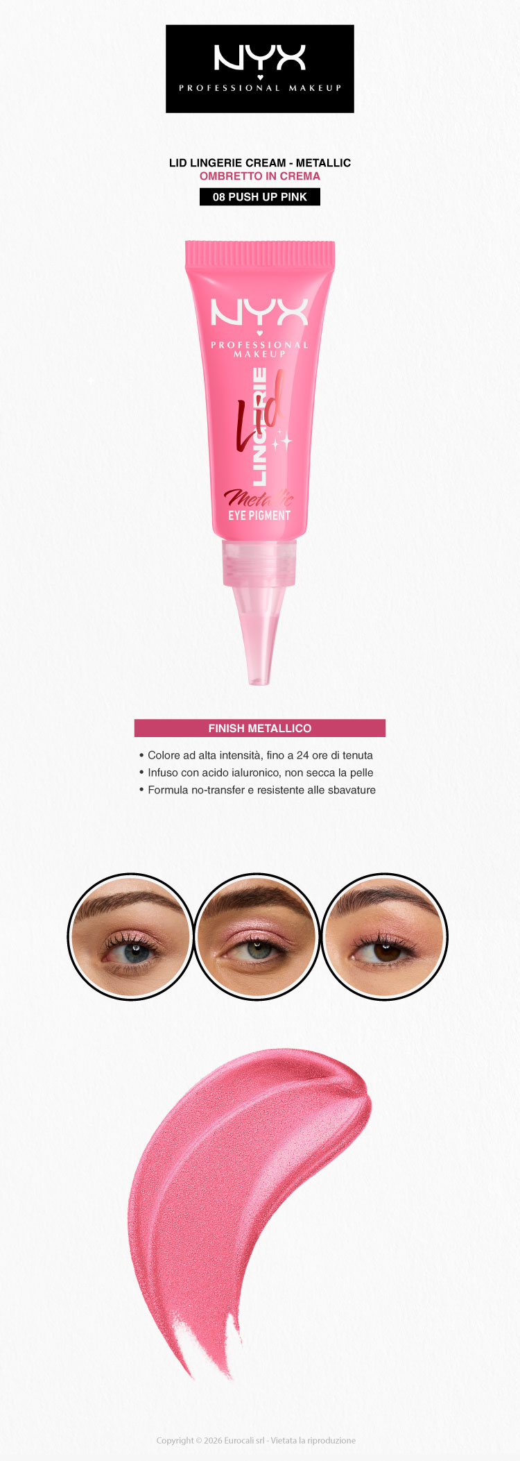 NYX Professional Makeup Lid Lingerie Ombretto Cremoso Super Pigmentato