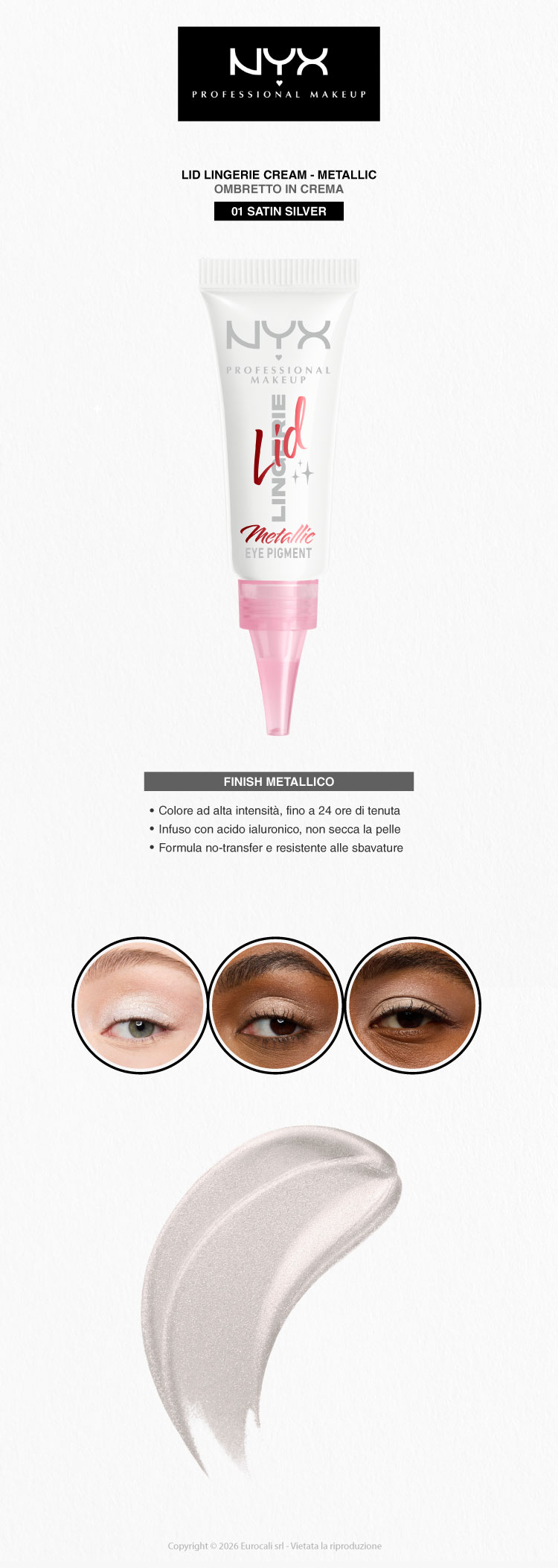 NYX Professional Makeup Lid Lingerie Ombretto Cremoso Super Pigmentato