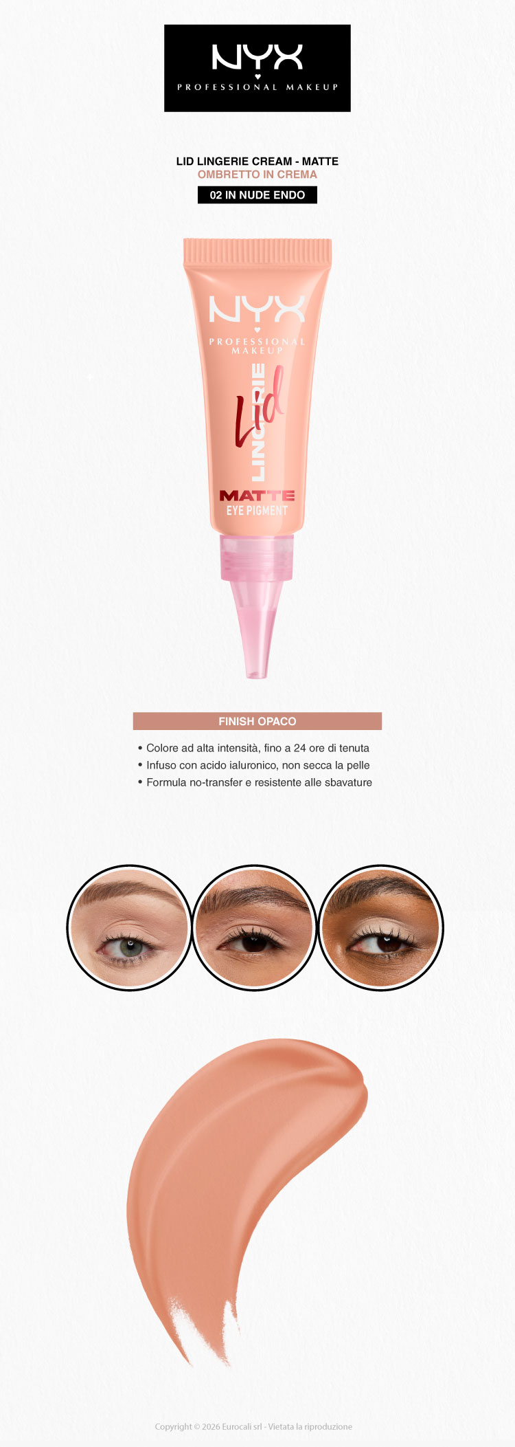 NYX Professional Makeup Lid Lingerie Ombretto Cremoso Super Pigmentato