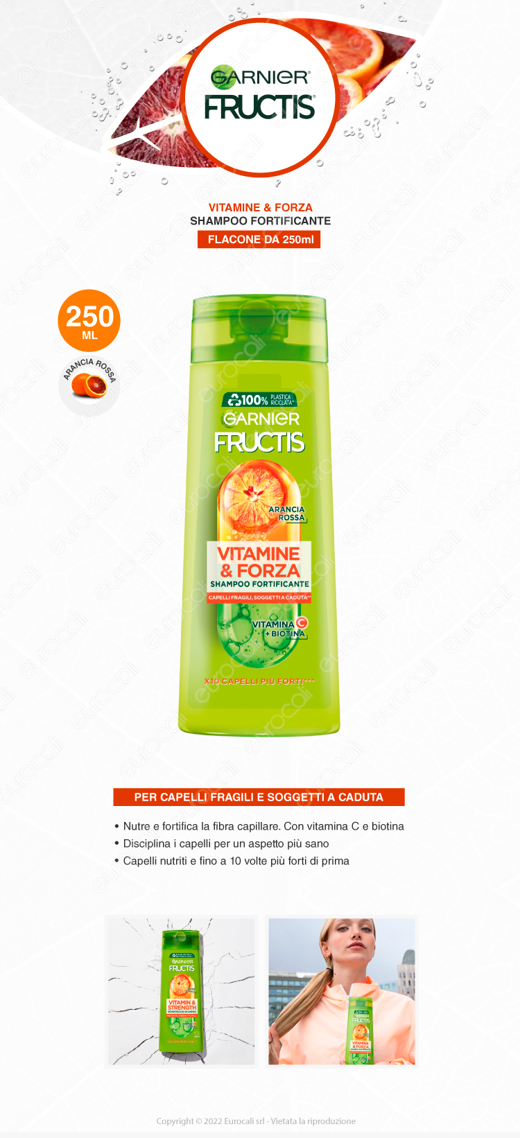 Garnier Fructis Vitamine & Forza Shampoo Fortificante Capelli che Cadono