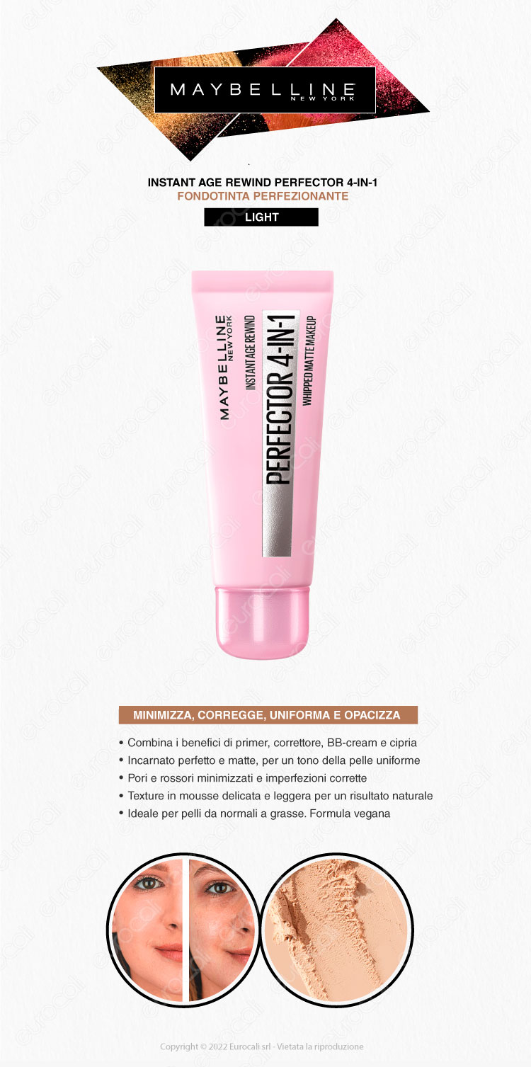 maybelline instant age rewind perfector 4in1 fondotinta mousse 01 light
