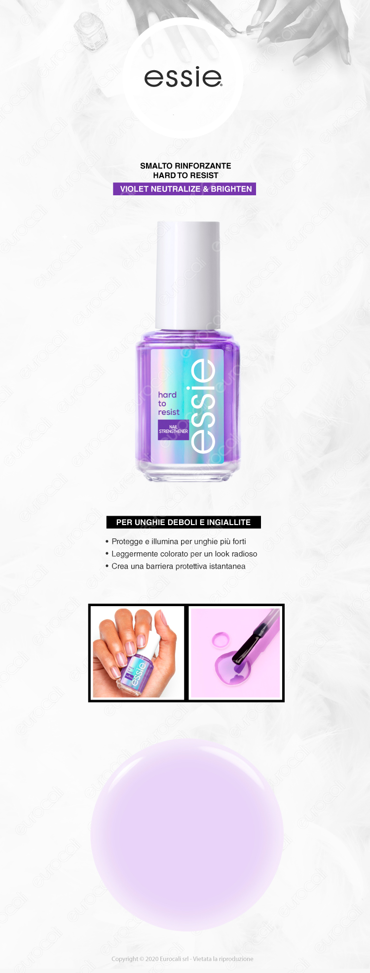 Essie Neutralize & Brighten Violet smalto rinforzante anti giallo per unghie deboli