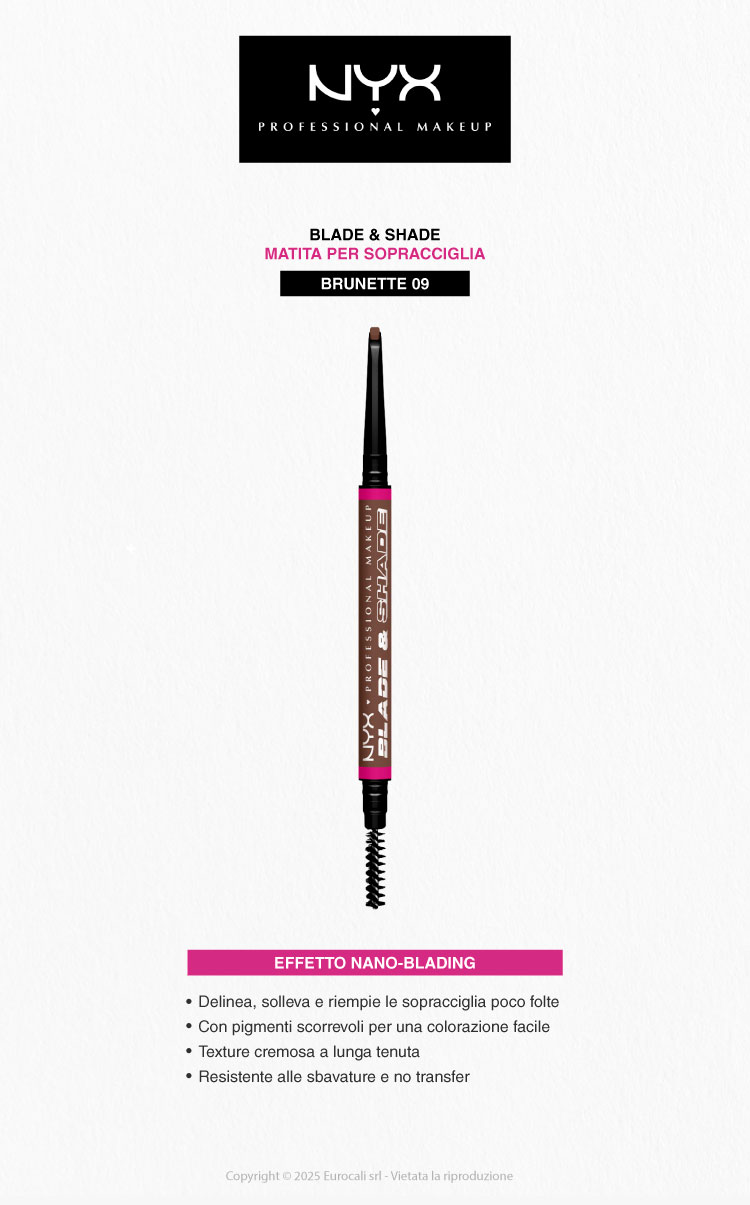 NYX Professional Makeup Blade & Shade Matita Sopracciglia Effetto Nano-Blading 09 Brunette