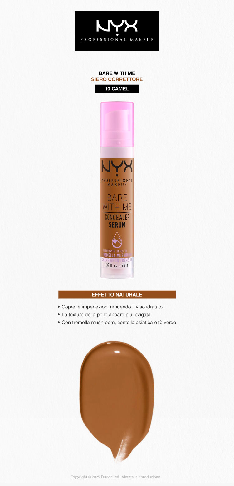 NYX Professional Makeup Bare With Me Siero Correttore Colorato 10 Camel 9,6ml