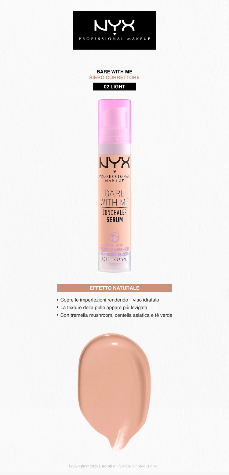 NYX Professional Makeup Bare With Me Siero Correttore Colorato 02 Light 9,6ml