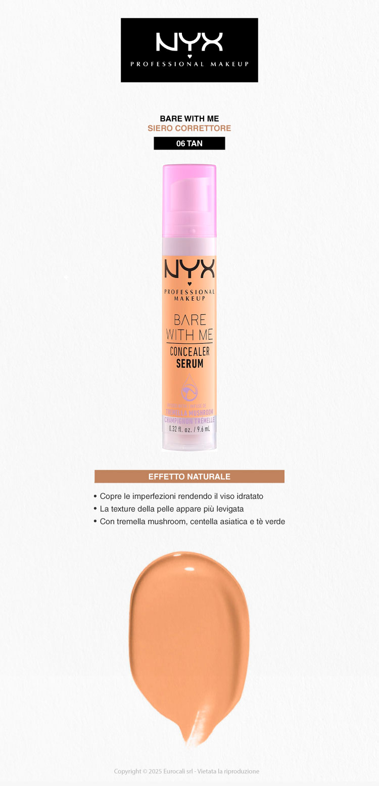 NYX Professional Makeup Bare With Me Siero Correttore Colorato 06 Tan 9,6ml