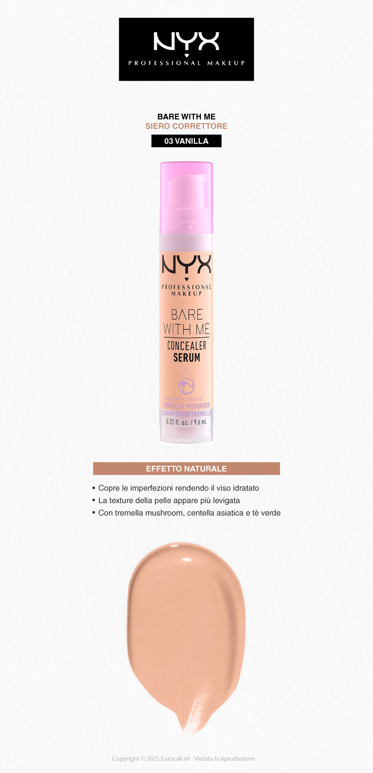 NYX Professional Makeup Bare With Me Siero Correttore Colorato 03 Vanilla 9,6ml