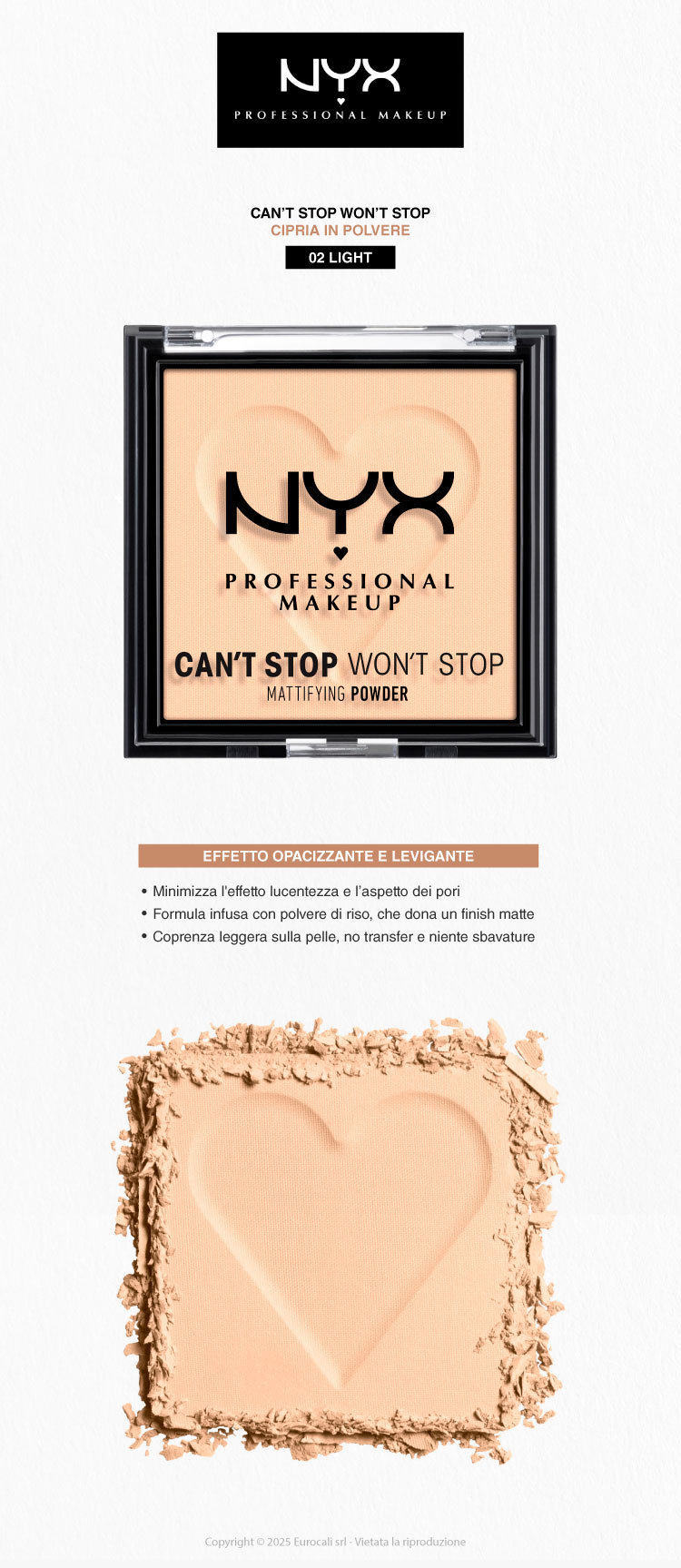 NYX Professional Makeup Can't Stop Won't Stop Cipria in Polvere 02 Light