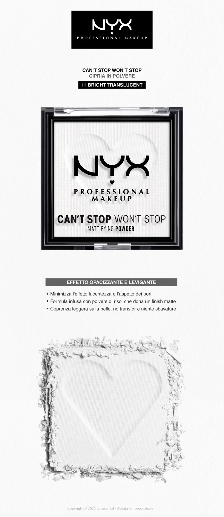 NYX Professional Makeup Can't Stop Won't Stop Cipria in Polvere 11 Brightening Translucent
