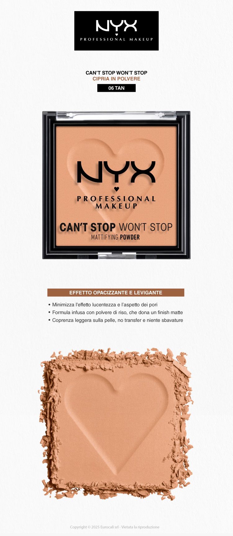 NYX Professional Makeup Can't Stop Won't Stop Cipria in Polvere 06 Tan