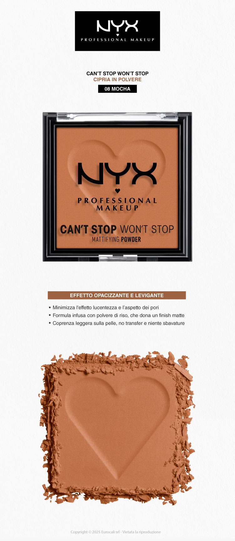 NYX Professional Makeup Can't Stop Won't Stop Cipria in Polvere 08 Mocha