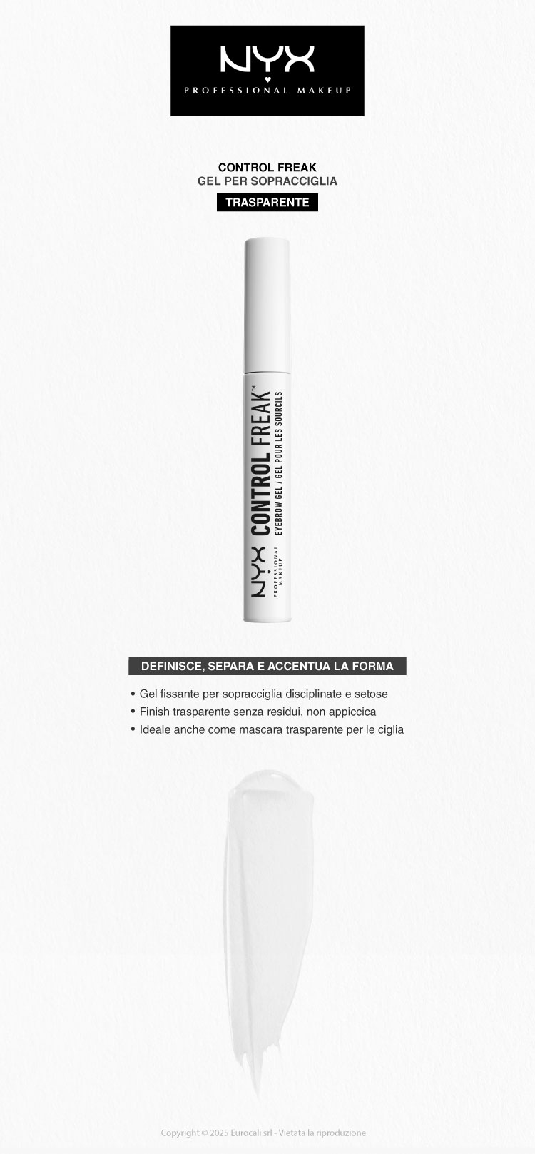 NYX Professional Makeup Control Freak Gel Fissante Sopracciglia Mascara Trasparente 10ml