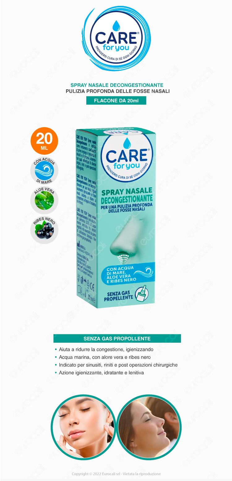 care for you spray nasale decongestionante acqua di mare 20ml