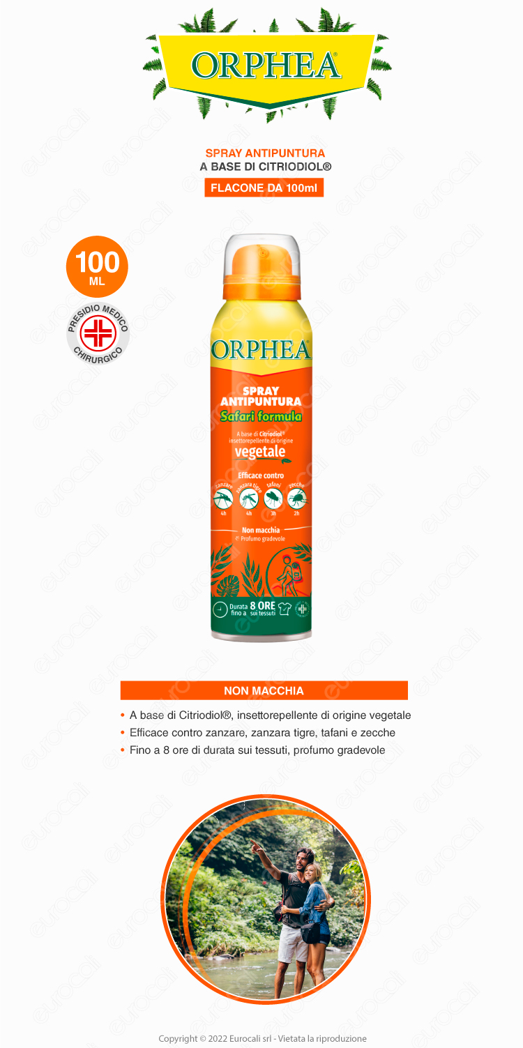 orphea spray antipuntura safari formula zanzare tafani zecche 100ml
