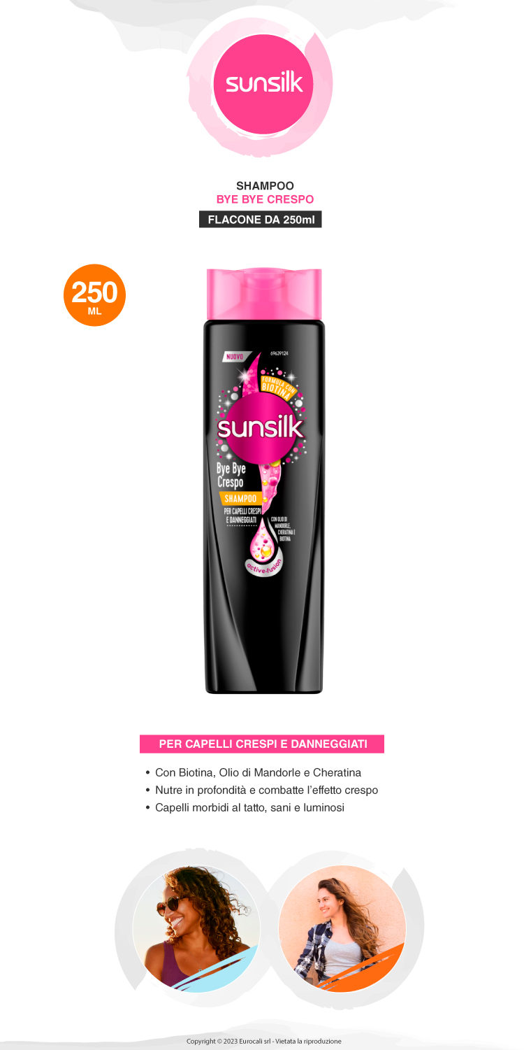 sunsilk bye bye crespo shampoo nutriente capelli danneggiati 250ml