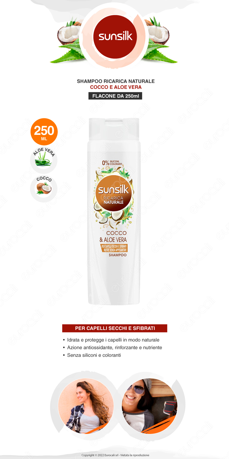 sunsilk shampoo nutriente ricarica naturale cocco aloe capelli secchi 250ml