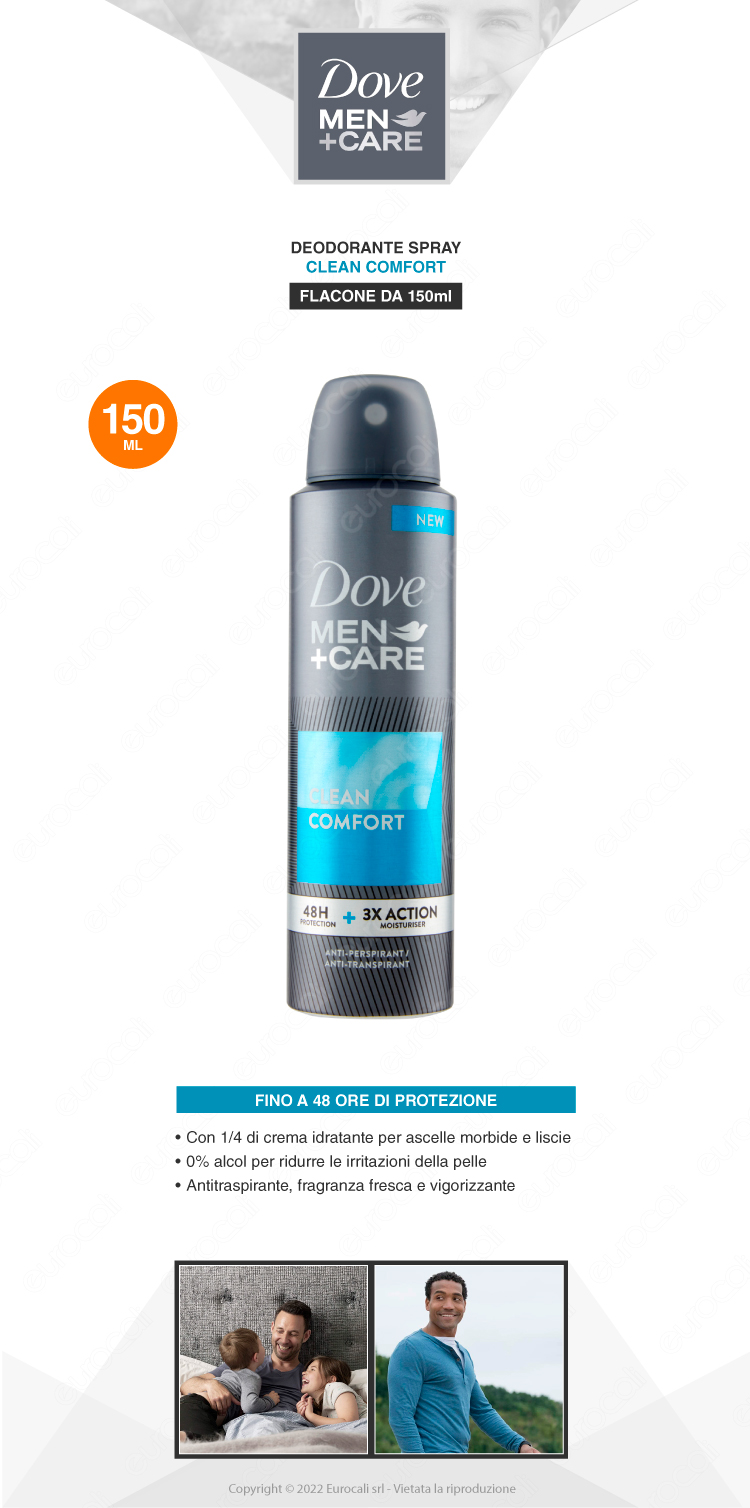 dove men+care dedorante spray clean comfort 48h 150ml