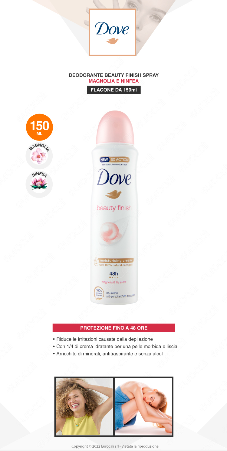 dove dedorante spray beauty finish 48h magnolia ninfea 150ml