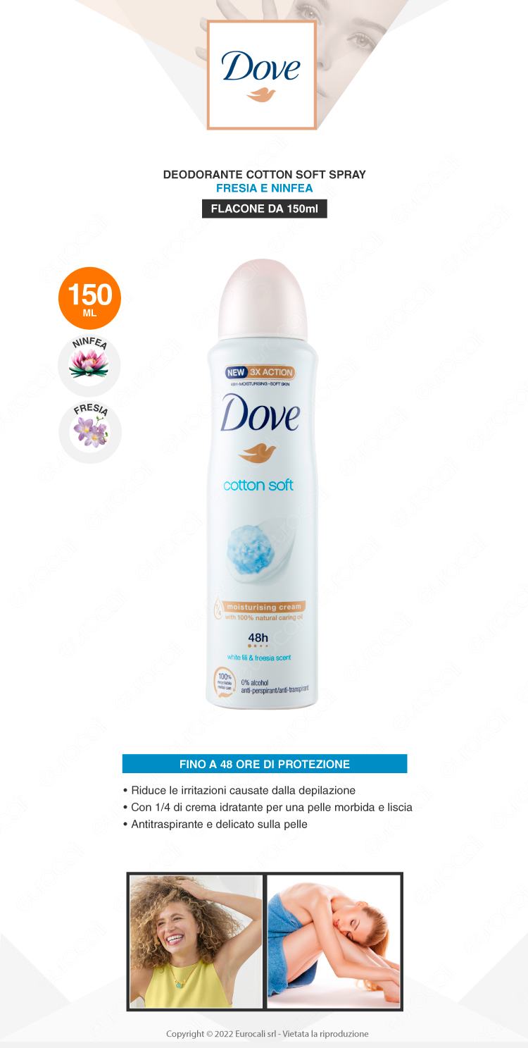 dove dedorante spray cotton soft 48h ninfea fresia 150ml