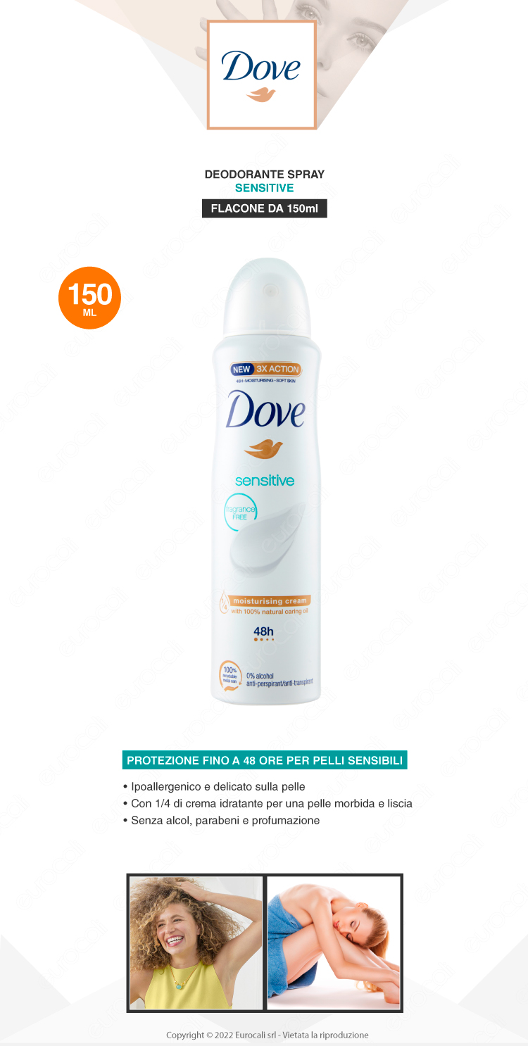 dove dedorante spray sensitive 48h pelli sensibili 150ml