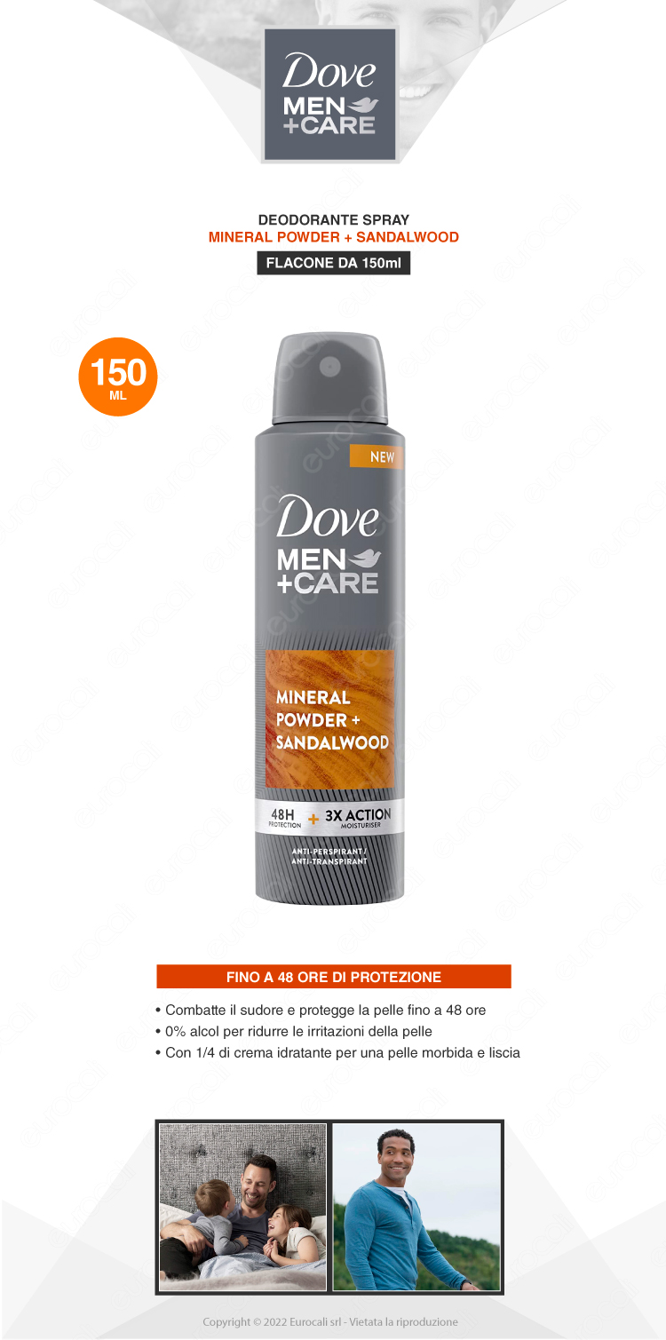 dove men+care dedorante spray mineral powder + sandalwood 48h 150ml