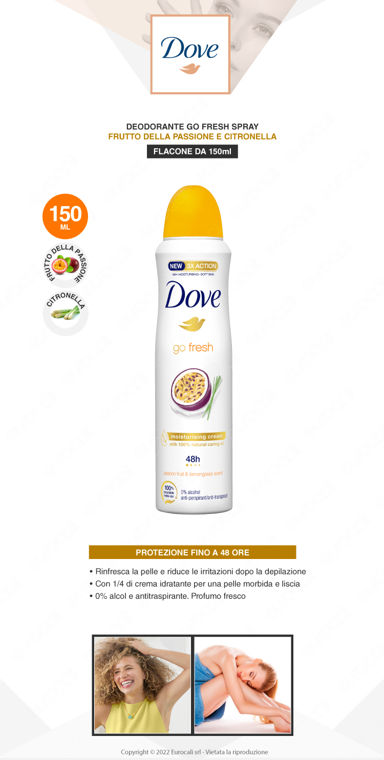 dove dedorante spray go fresh 48h passion fruit citronella 150ml